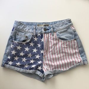 Topshop MOTO American Flag Shorts